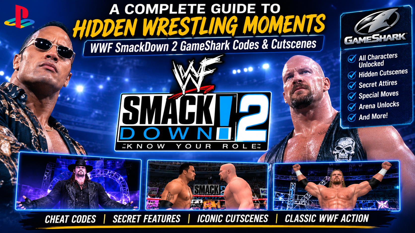 wwf smackdown 2 gameshark codes cutscenes​
